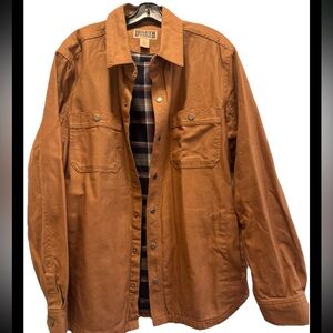 Duluth Trading Co Men's Tan Shacket Shirt Chore Barn Jacket Flannel lined L